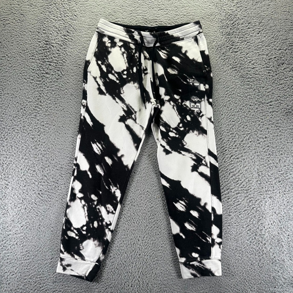 Hollister Sweatpant Mens M White Tie-Dye Lined Jogger Tapered Running Cropped